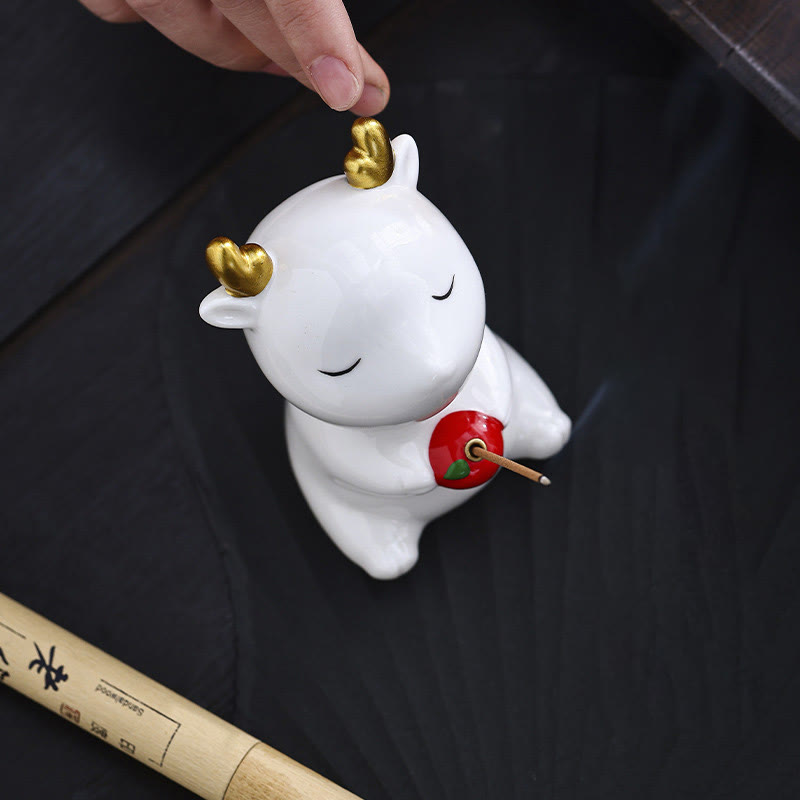 Cute Deer Holder Ceramic Incense Burner Desk Decoration