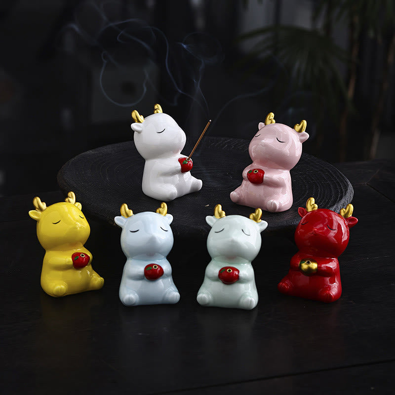 Cute Deer Holder Ceramic Incense Burner Desk Decoration