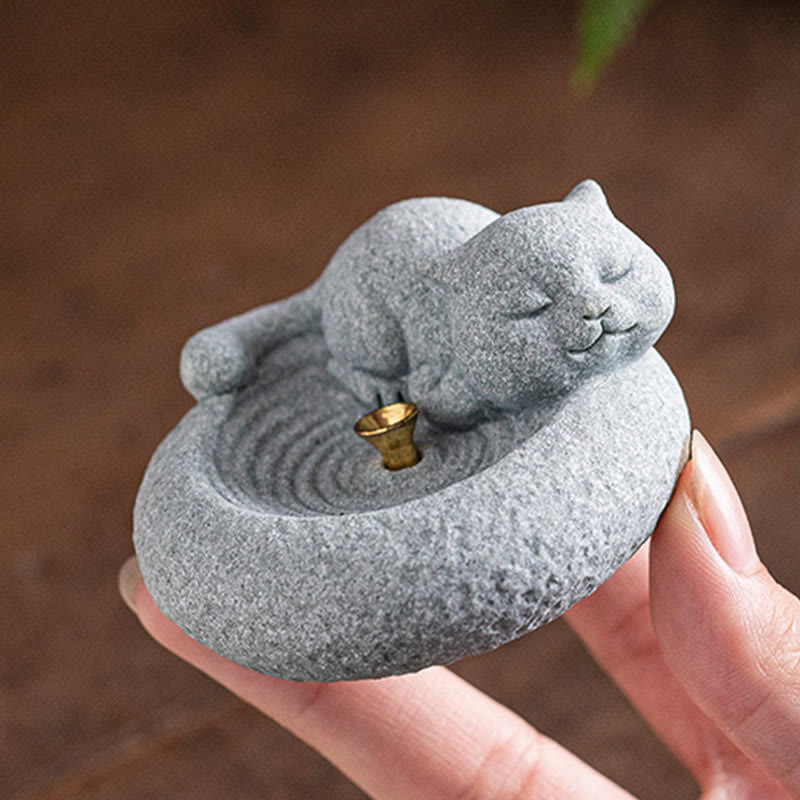 Cute Lazy Standing Cat Incense Burner Desk Decoration