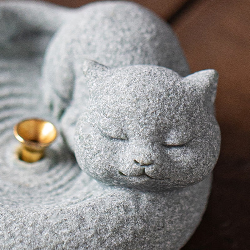 Cute Lazy Standing Cat Incense Burner Desk Decoration