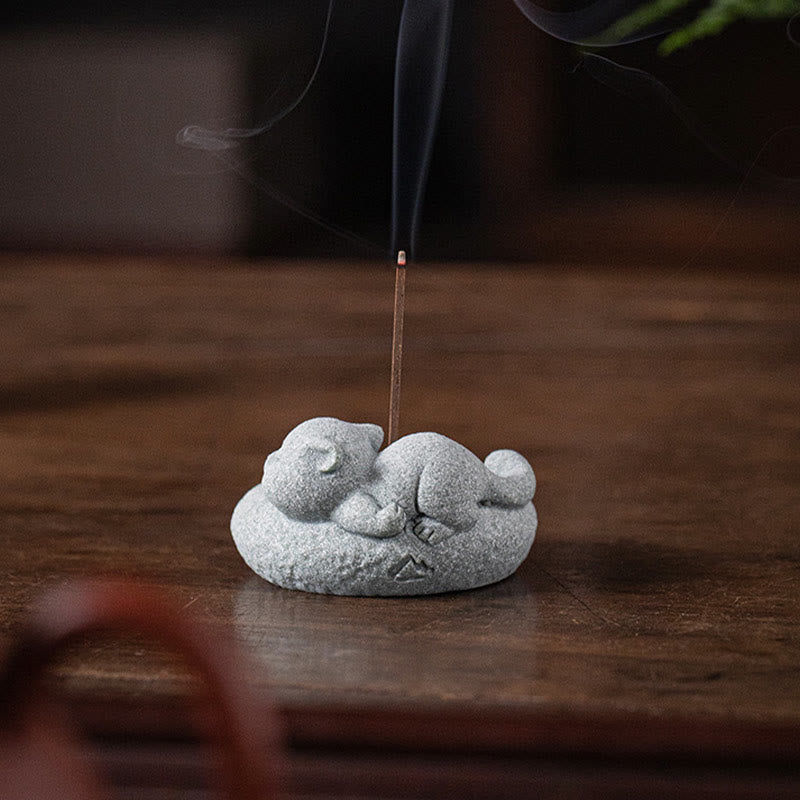 Cute Lazy Standing Cat Incense Burner Desk Decoration