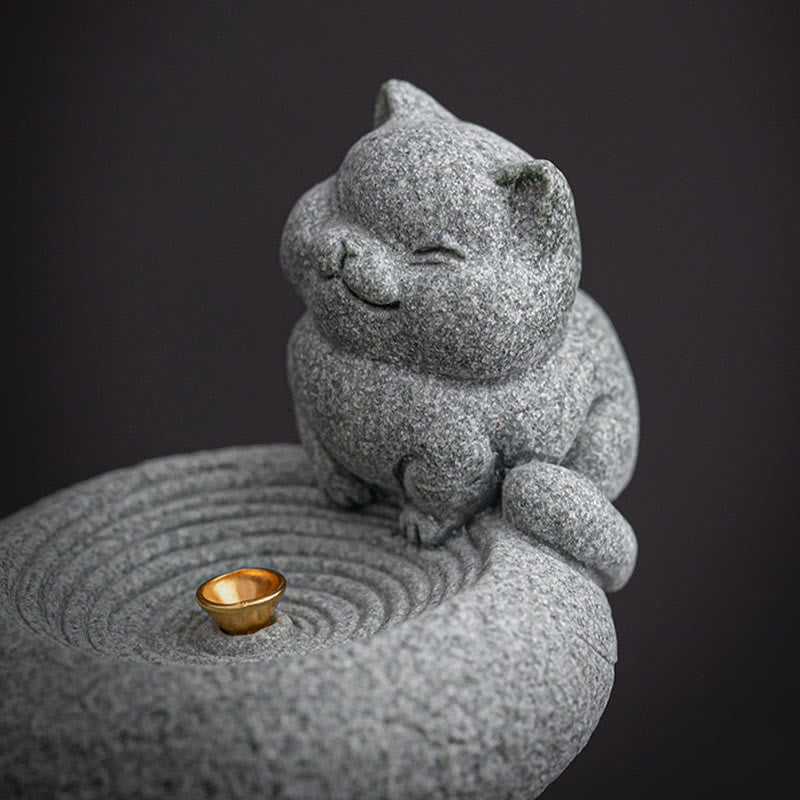 Cute Lazy Standing Cat Incense Burner Desk Decoration