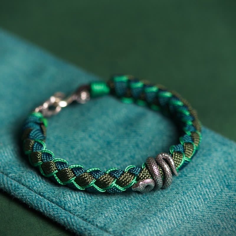 Year of the Snake 999 Sterling Silver String Protection Braided Bracelet