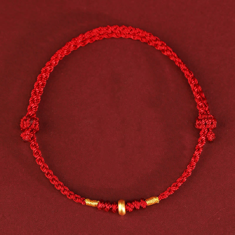 999 Gold Small Lucky Beads String Protection Luck Braided Bracelet Anklet