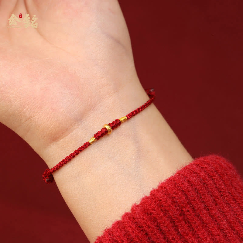 999 Gold Small Lucky Beads String Protection Luck Braided Bracelet Anklet