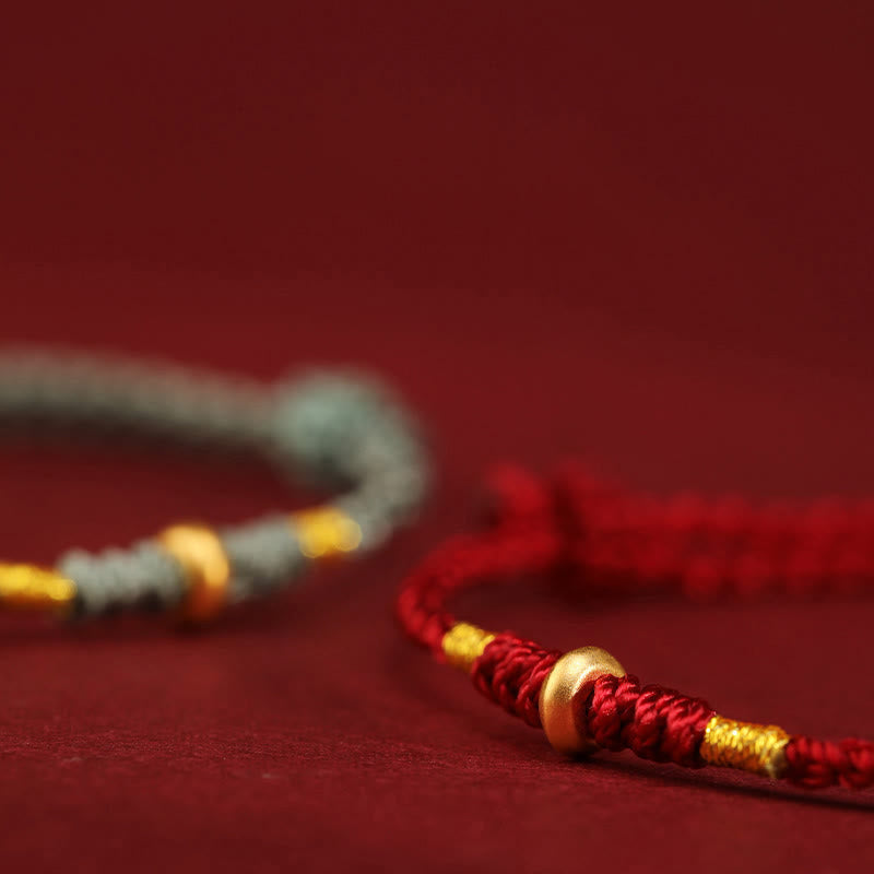 999 Gold Small Lucky Beads String Protection Luck Braided Bracelet Anklet