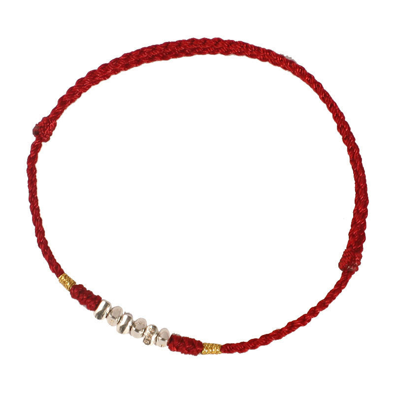 925 Sterling Silver String Protection Luck Ultra-Thin Braided Bracelet Anklet