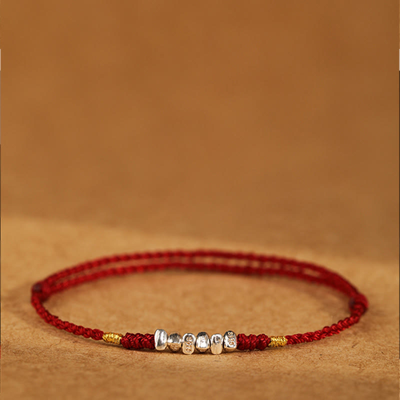 925 Sterling Silver String Protection Luck Ultra-Thin Braided Bracelet Anklet