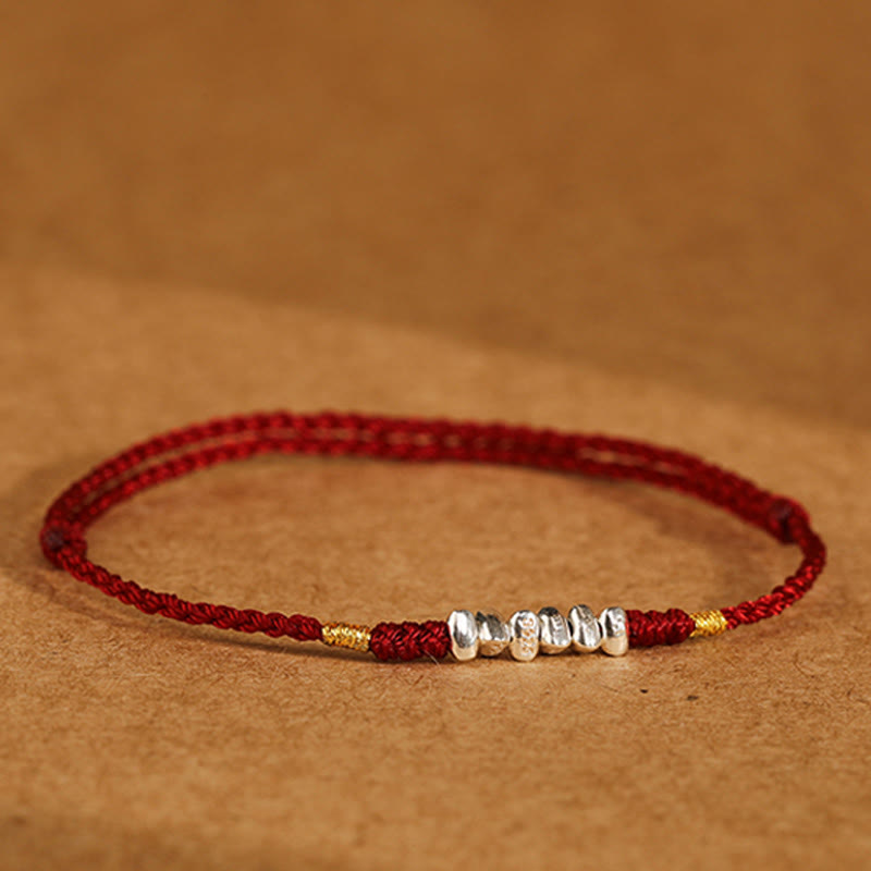 925 Sterling Silver String Protection Luck Ultra-Thin Braided Bracelet Anklet