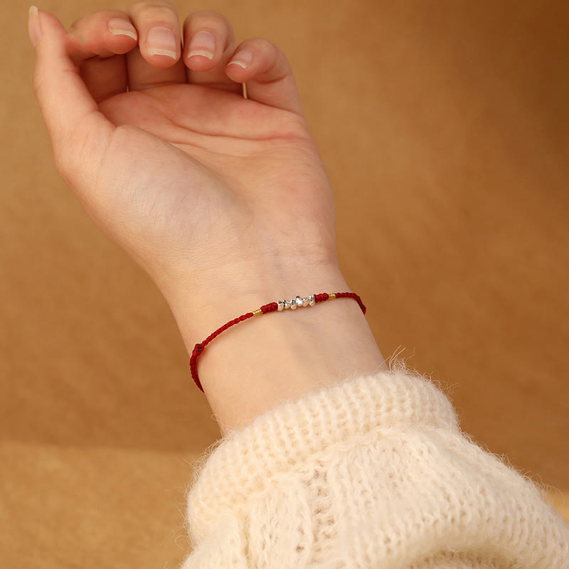 925 Sterling Silver String Protection Luck Ultra-Thin Braided Bracelet Anklet