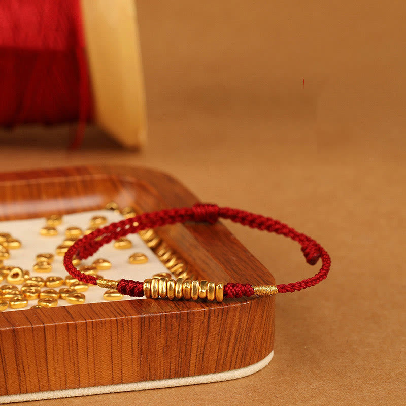 999 Gold Small Pieces String Protection Luck Ultra-Thin Braided Bracelet