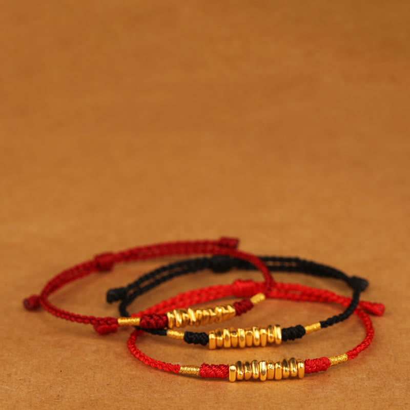 999 Gold Small Pieces String Protection Luck Ultra-Thin Braided Bracelet