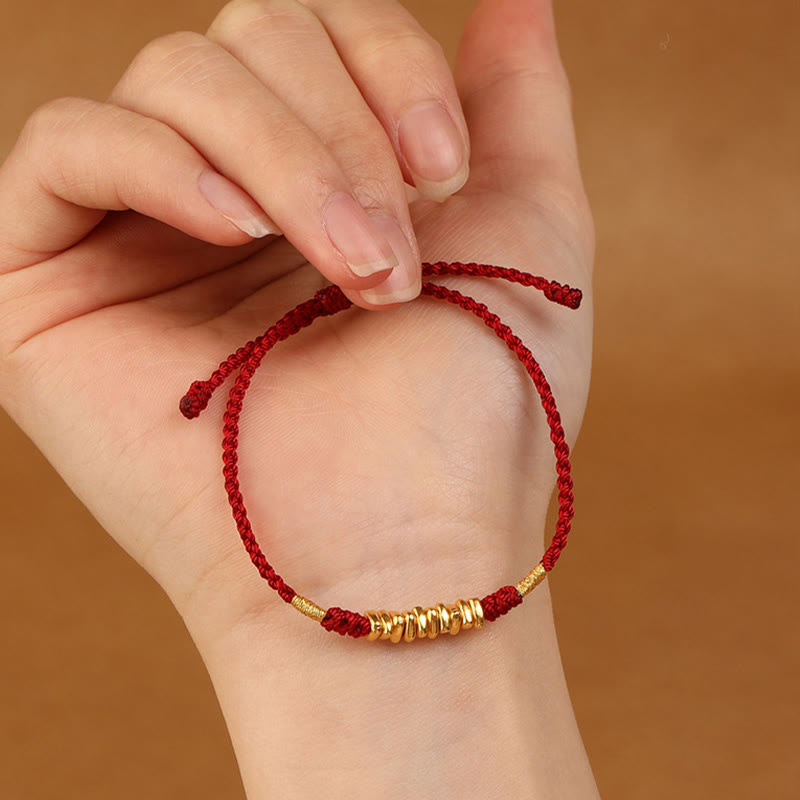 999 Gold Small Pieces String Protection Luck Ultra-Thin Braided Bracelet