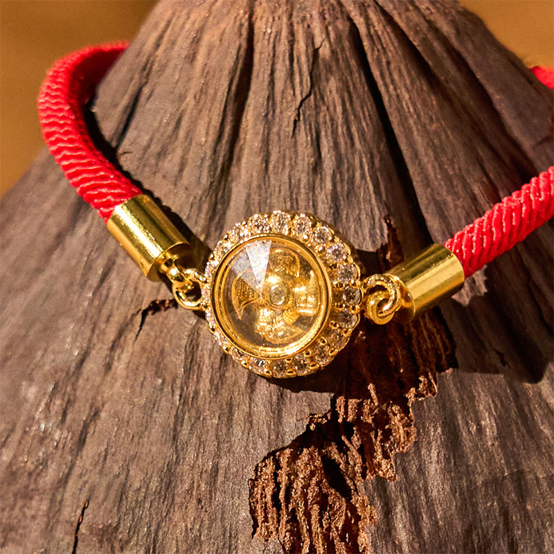 Red String Copper Brass Rotatable Windmill Feng Sheng Shui Qi Protection Braided Bracelet