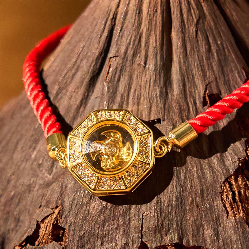 Copper Brass Rotatable Windmill Feng Sheng Shui Qi Red String Faith Braided Bracelet