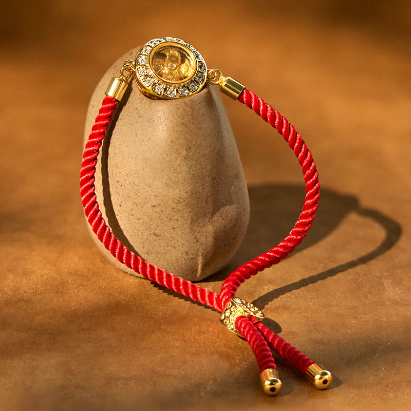 Copper Brass Feng Sheng Shui Qi Rotatable Windmill Red String Faith Braided Bracelet