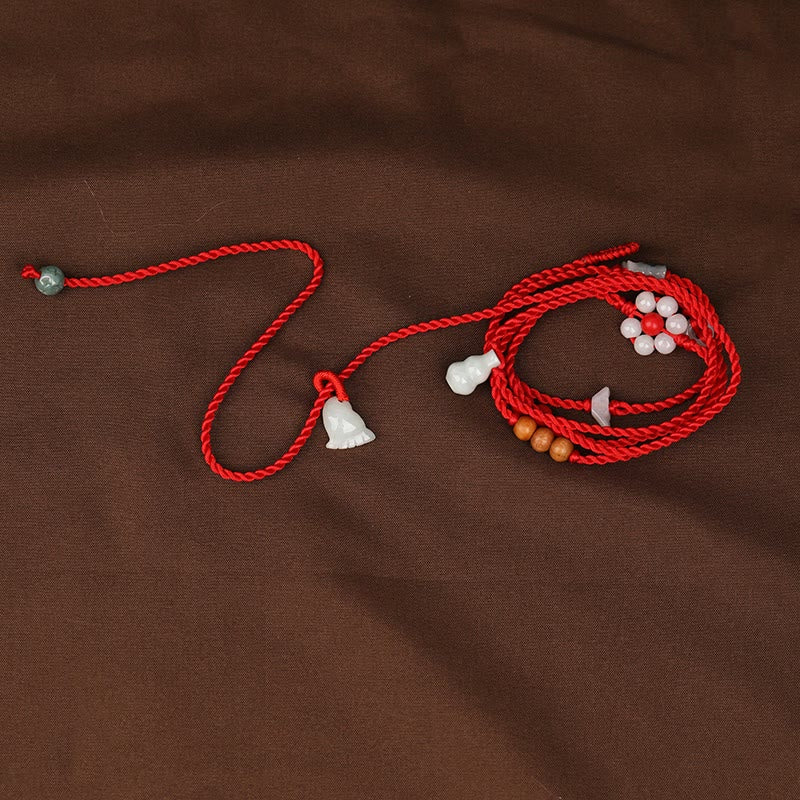 Chinese Zodiac Peach Wood Blessing Red String Belly Chain