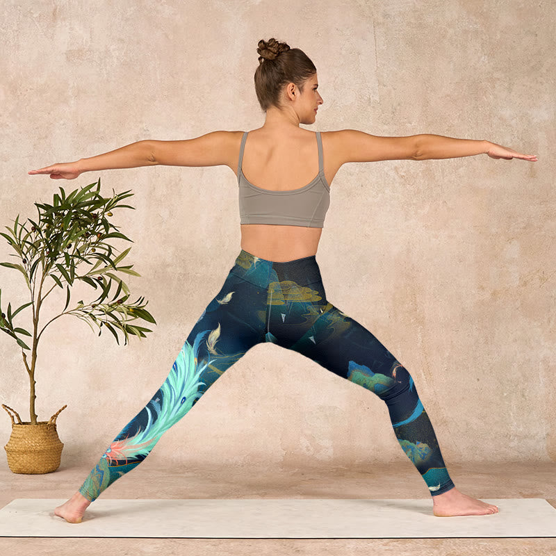 Mountains Phoenix Feather Exercise Leggings Women's Yoga Pants