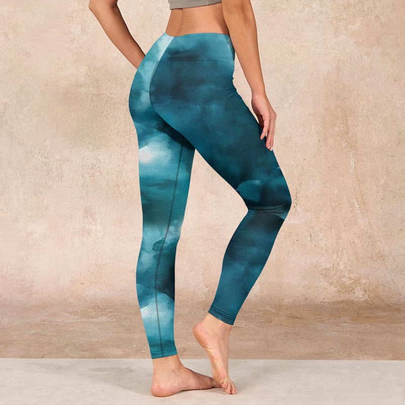 Dark Green Cloud Gym Leggings Women's Yoga Pants