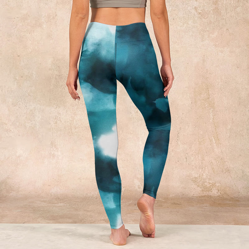 Dark Green Cloud Gym Leggings Women's Yoga Pants