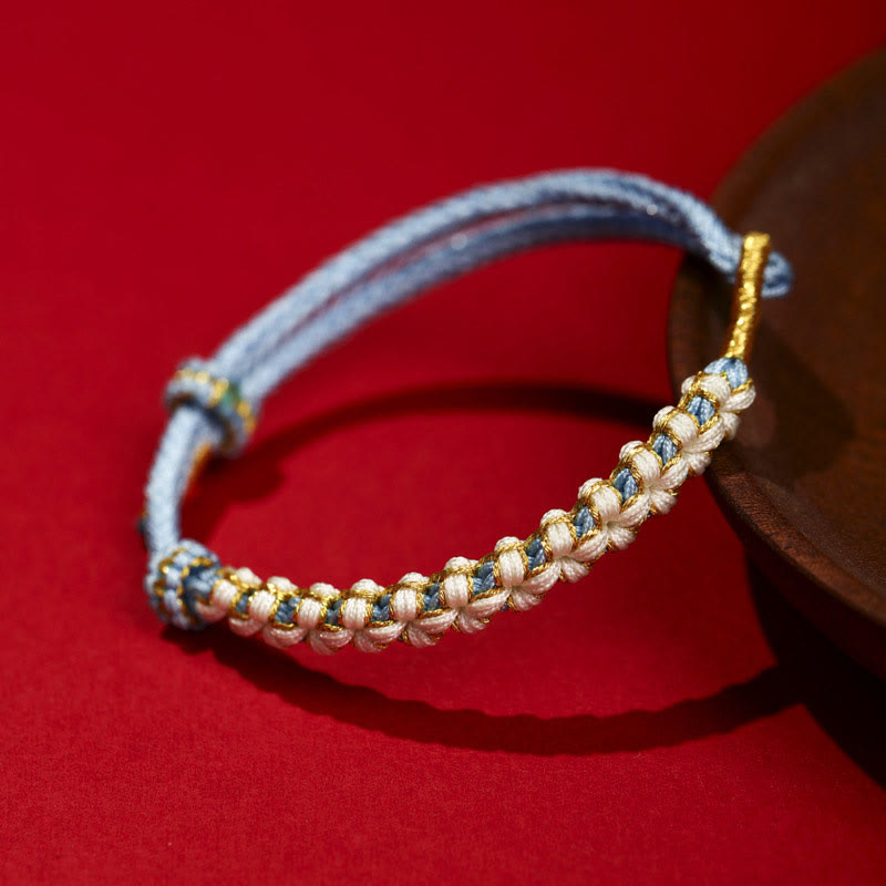 Tibetan Gold Thread Colorful Peach Blossom Knot Connection Braided Bracelet