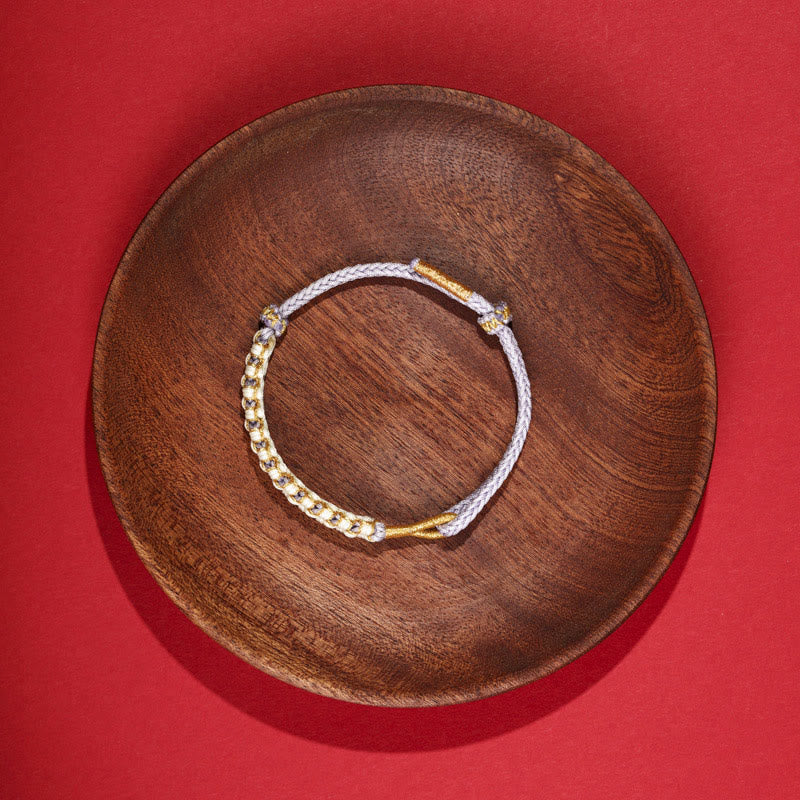 Tibetan Gold Thread Colorful Peach Blossom Knot Connection Braided Bracelet