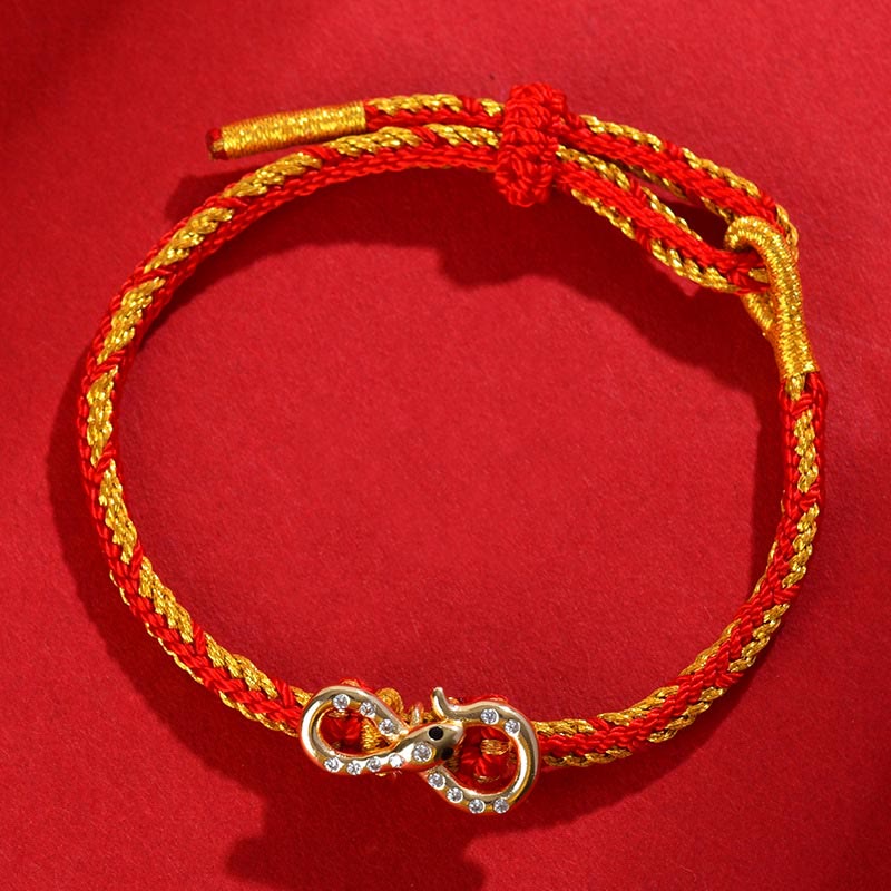 Red String Mobius Strip Year Of The Snake Luck Braided Bracelet