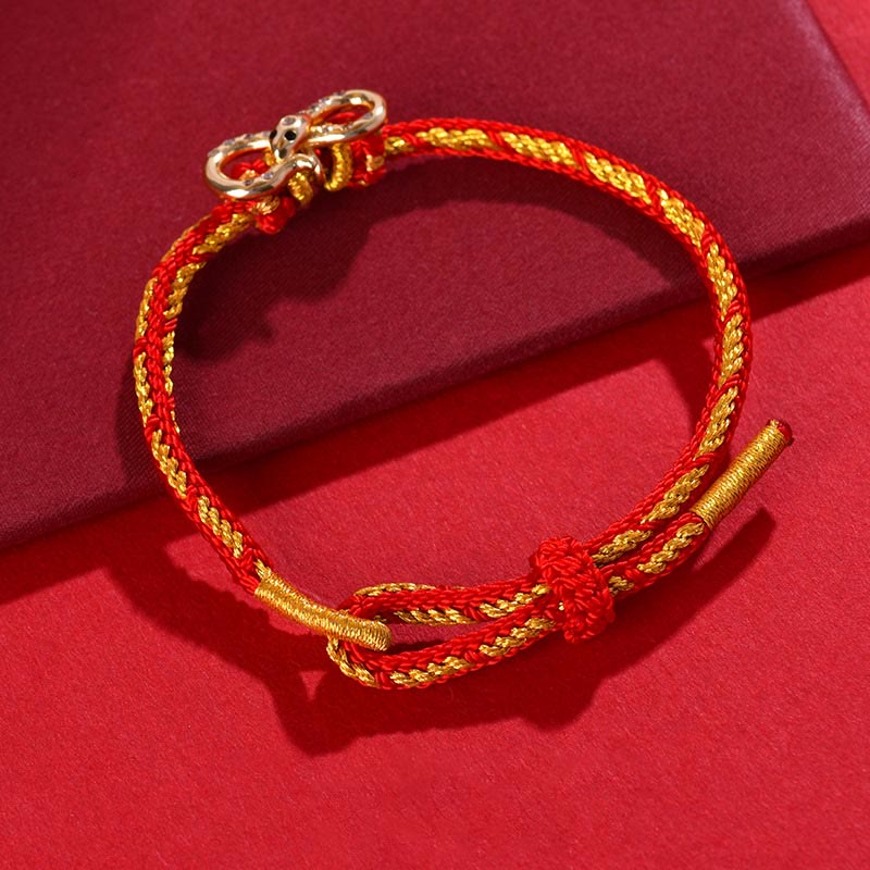 Red String Mobius Strip Year Of The Snake Luck Braided Bracelet