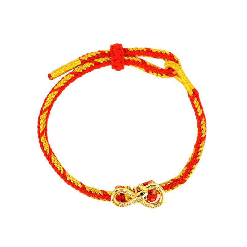 Red String Mobius Strip Year Of The Snake Luck Braided Bracelet