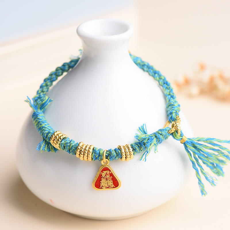 Tibetan String Zakiram Goddess Of Wealth Flower Tassel Protection Bracelet