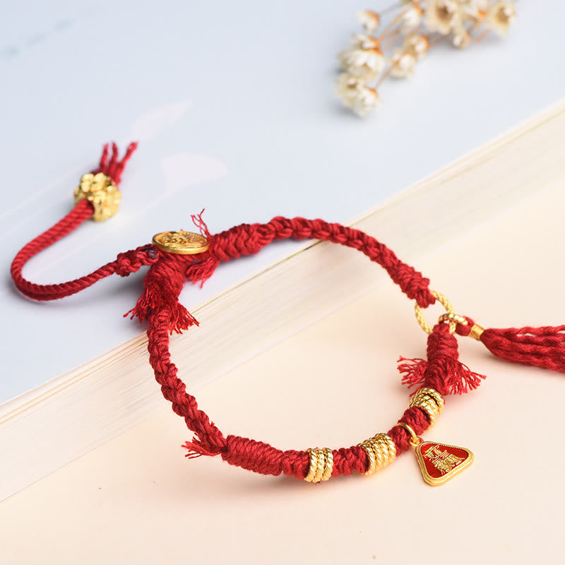 Tibetan String Zakiram Goddess Of Wealth Flower Tassel Protection Bracelet