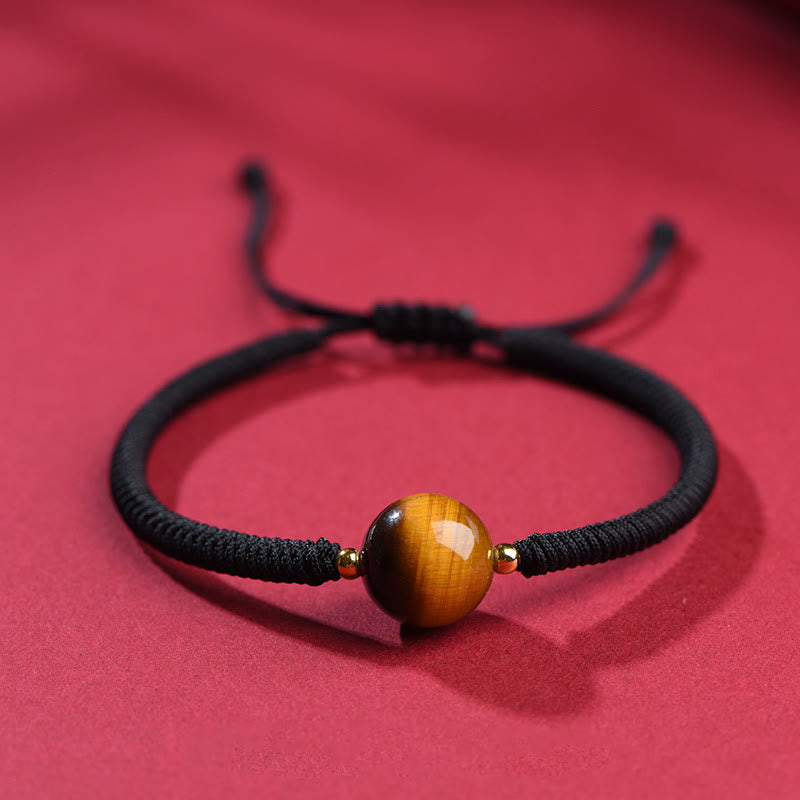 Handmade Tiger Eye Bead Luck Protection Rope Bracelet