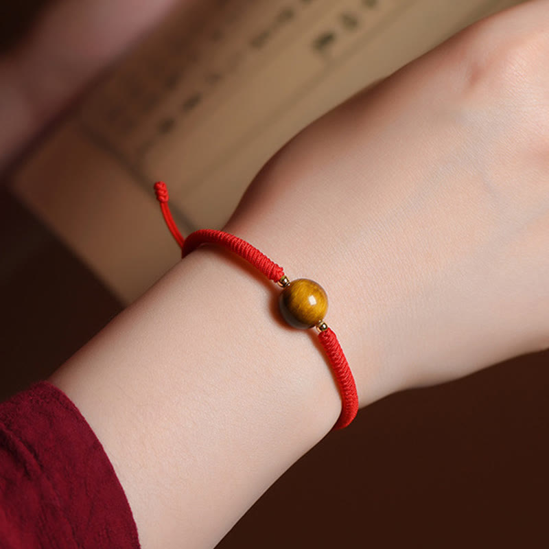 Handmade Tiger Eye Bead Luck Protection Rope Bracelet