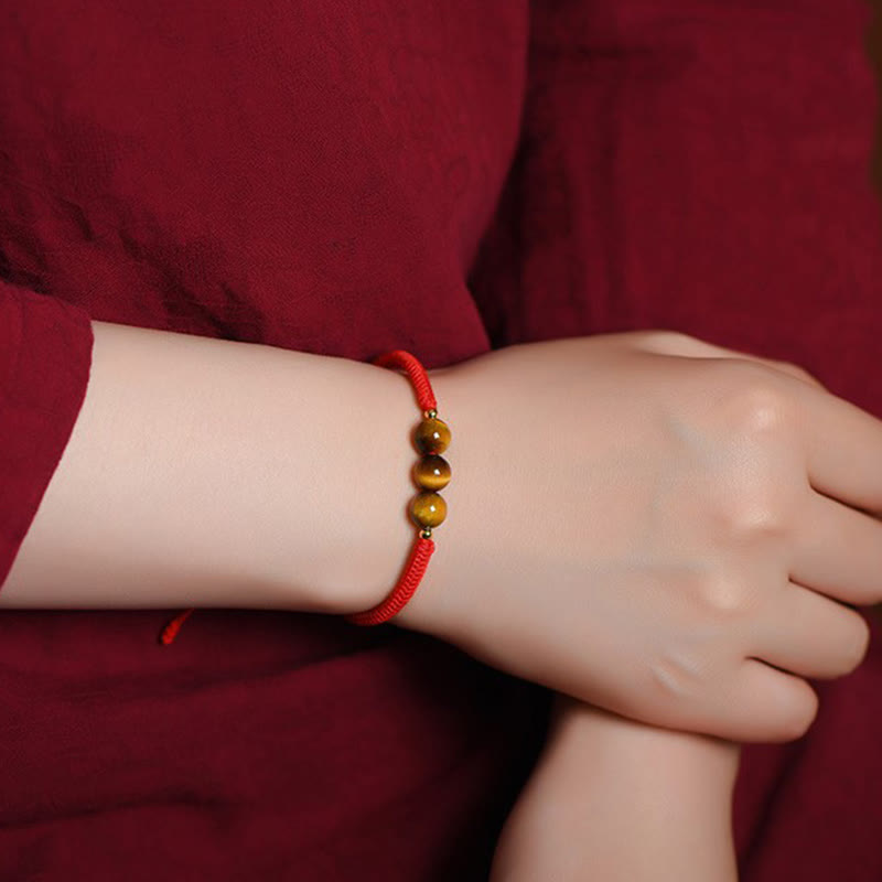 Handmade Tiger Eye Bead Luck Protection Rope Bracelet