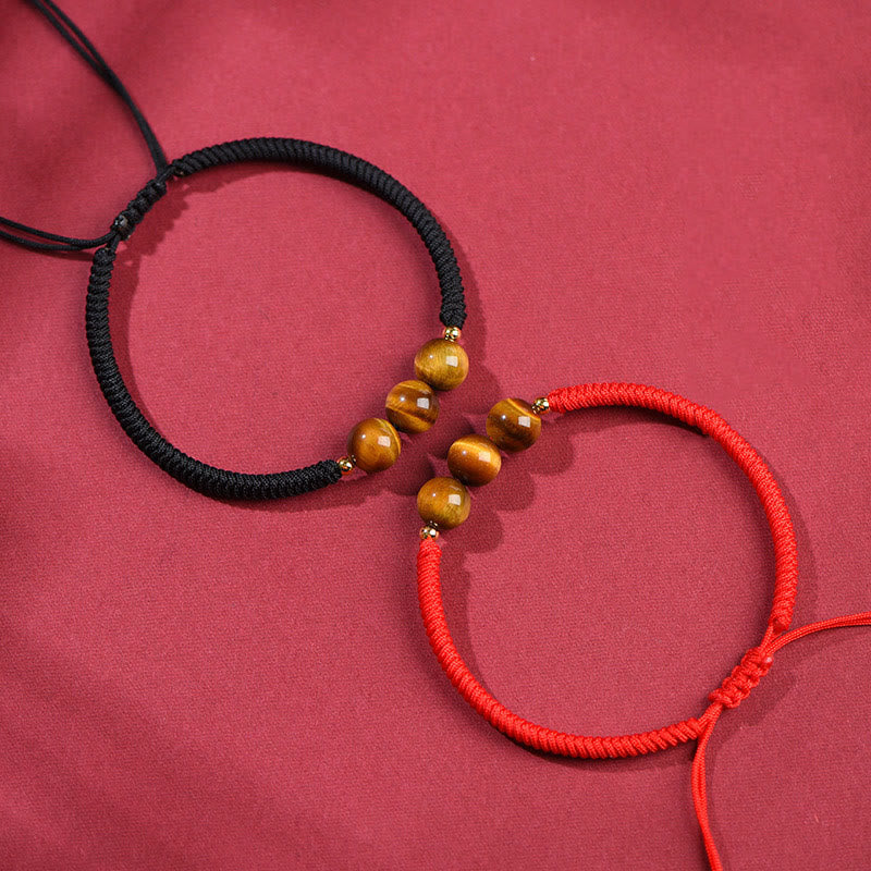 Handmade Tiger Eye Bead Luck Protection Rope Bracelet