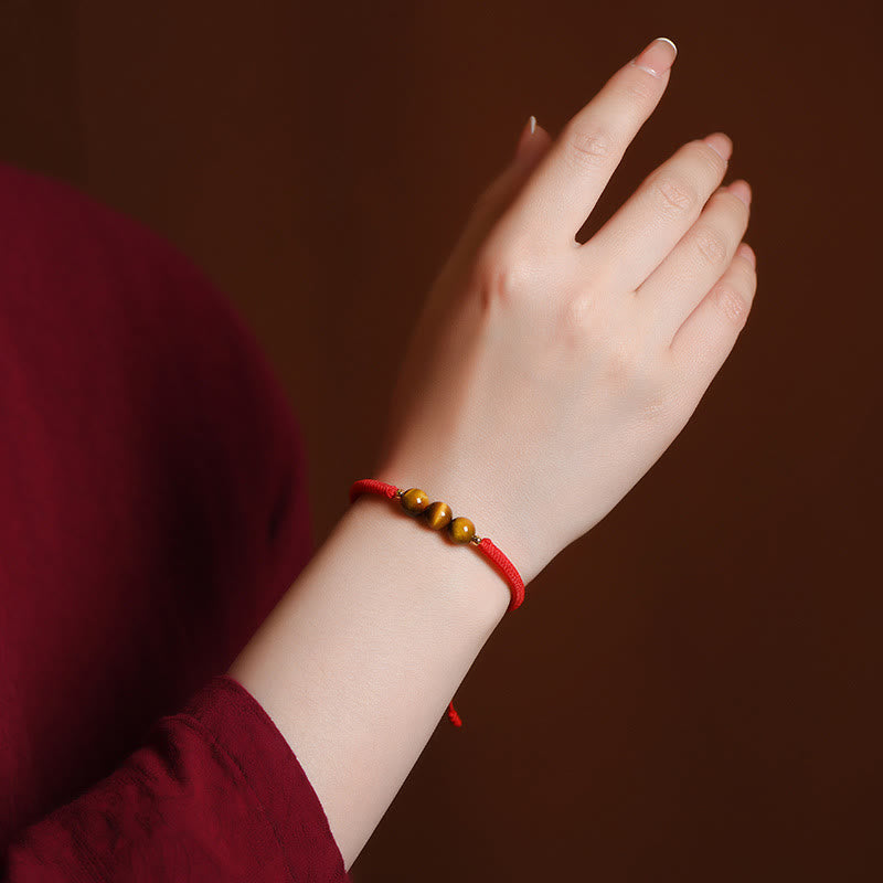Handmade Tiger Eye Bead Luck Protection Rope Bracelet