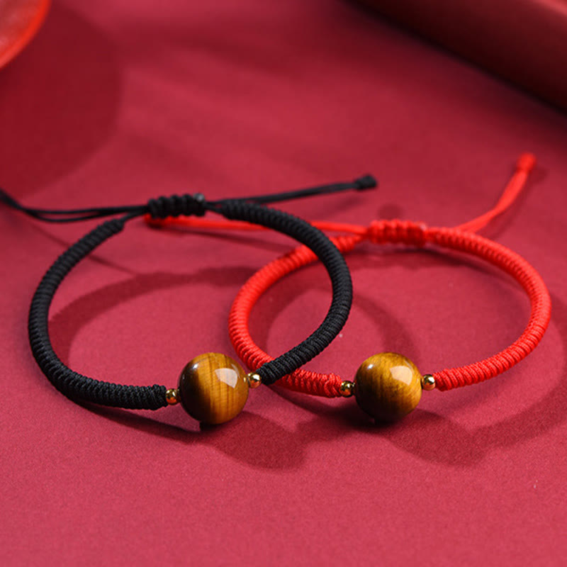 Handmade Tiger Eye Bead Luck Protection Rope Bracelet