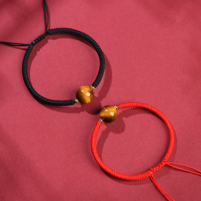 Handmade Tiger Eye Bead Luck Protection Rope Bracelet