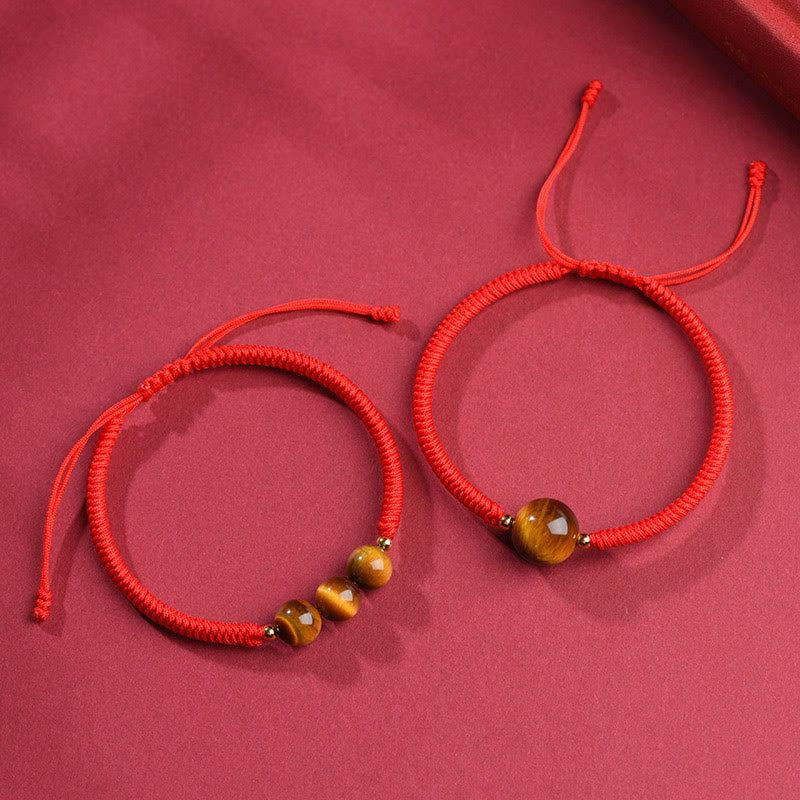 Handmade Tiger Eye Bead Luck Protection Rope Bracelet