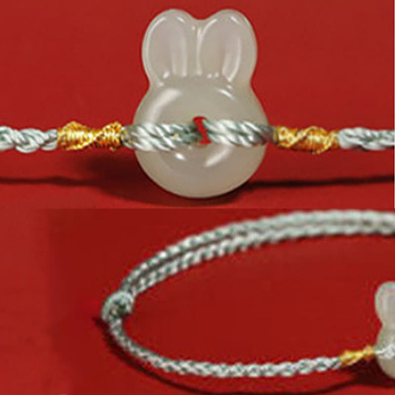 Hetian Jade Cute Rabbit String Luck Bracelet