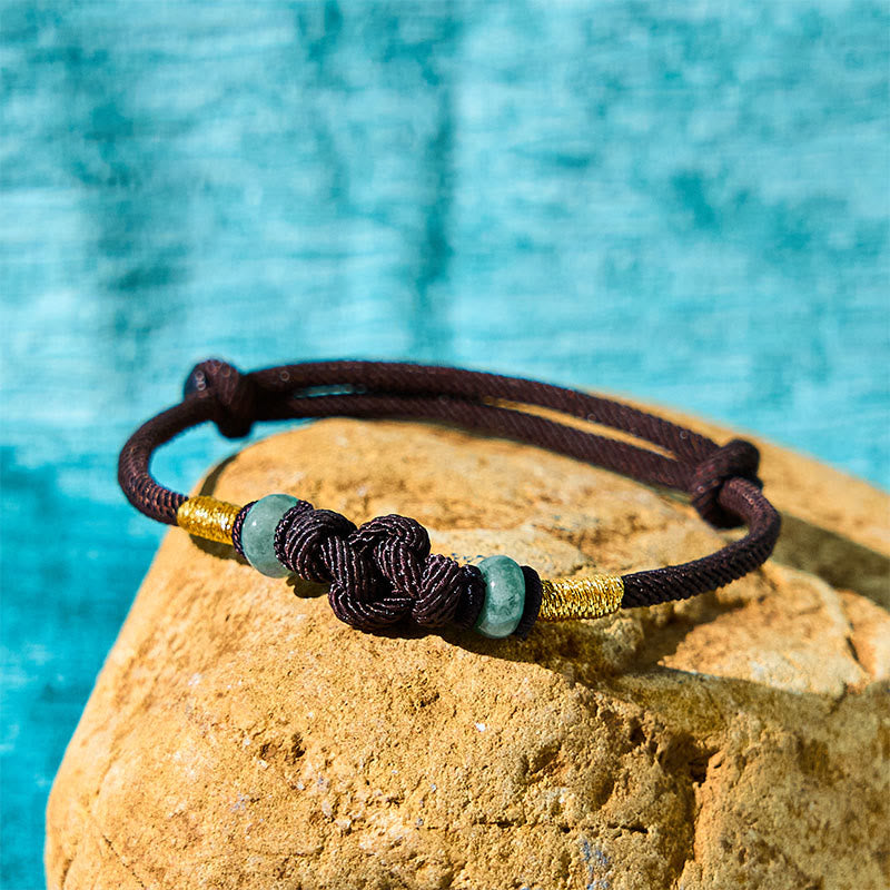 Red String Jade Luck Fortune Knot Braided Couple Bracelet