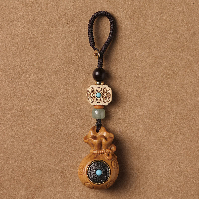 Sandalwood Small Leaf Red Sandalwood Green Sandalwood Om Mani Padme Hum Calm Key Chain Phone Hanging Decoration
