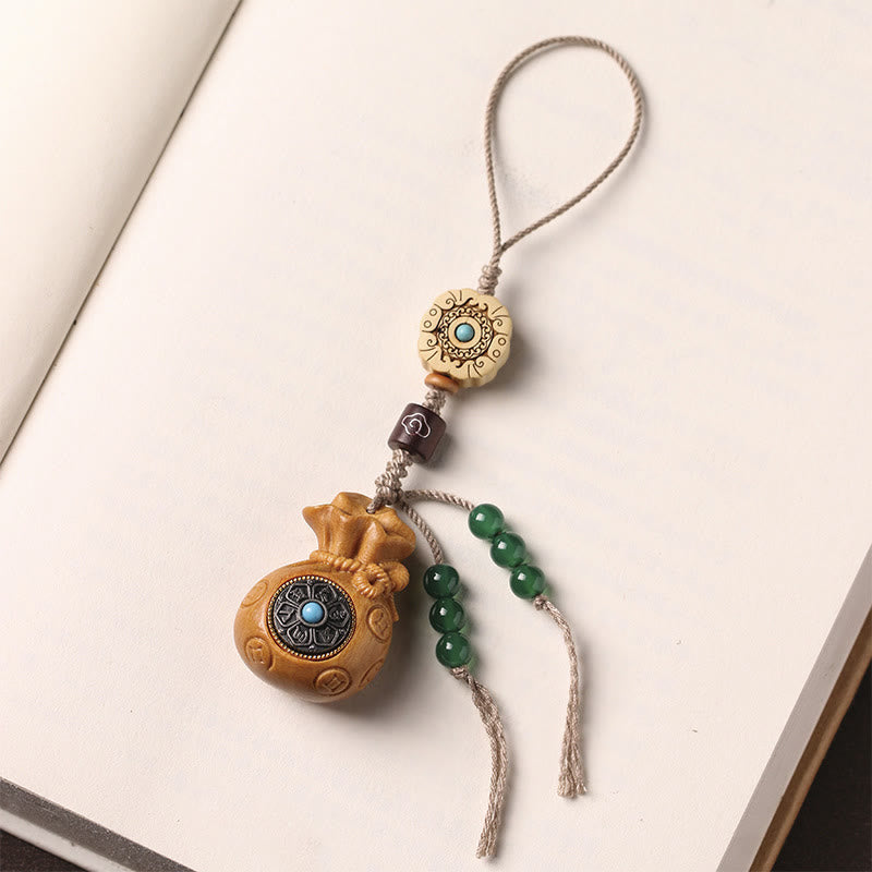 Sandalwood Small Leaf Red Sandalwood Green Sandalwood Om Mani Padme Hum Calm Key Chain Phone Hanging Decoration