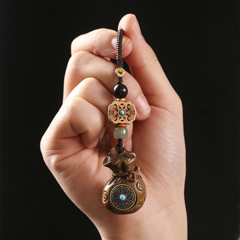 Sandalwood Small Leaf Red Sandalwood Green Sandalwood Om Mani Padme Hum Calm Key Chain Phone Hanging Decoration