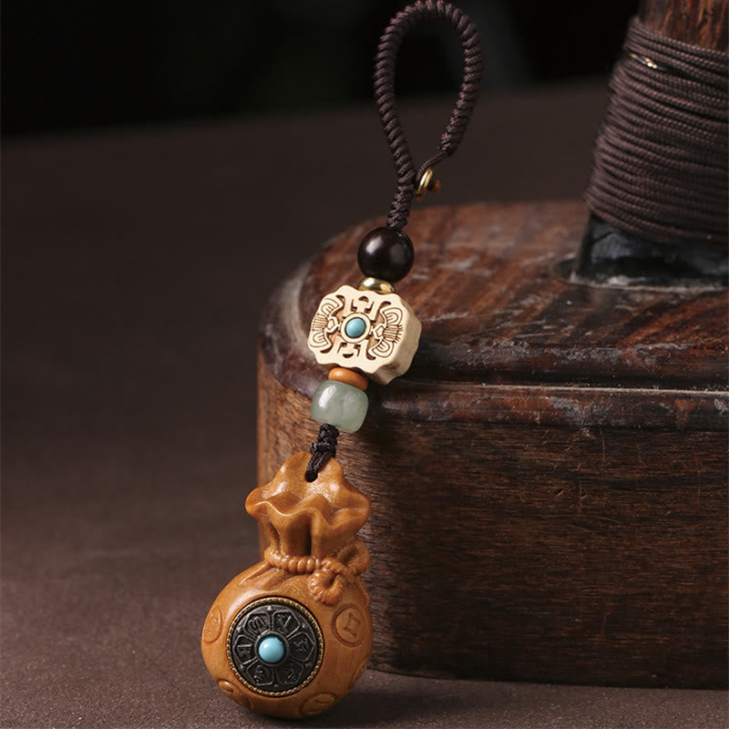 Sandalwood Small Leaf Red Sandalwood Green Sandalwood Om Mani Padme Hum Calm Key Chain Phone Hanging Decoration
