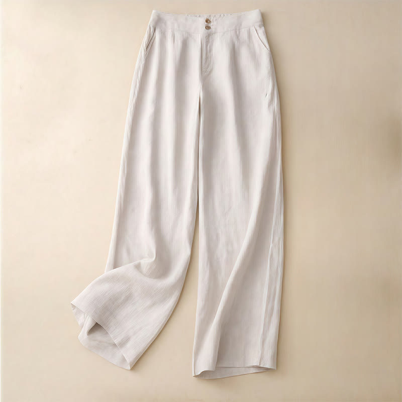 Summer Casual Simple Zipper Design Women's Wide Leg Pants With Pockets