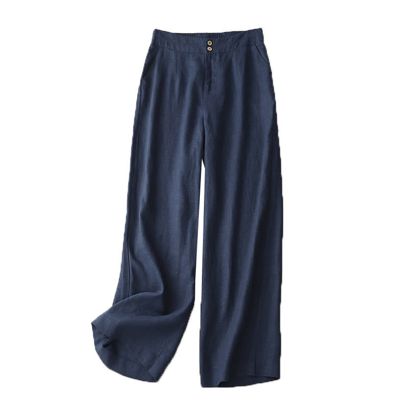 Summer Casual Simple Zipper Design Women's Wide Leg Pants With Pockets