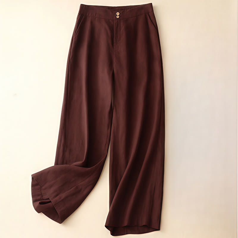 Summer Casual Simple Zipper Design Women's Wide Leg Pants With Pockets