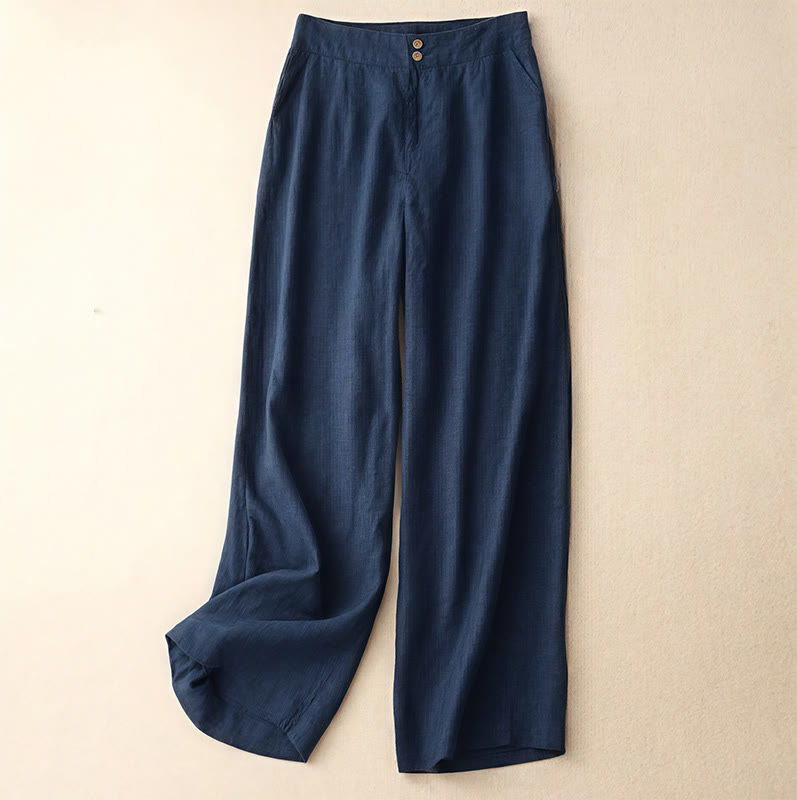 Summer Casual Simple Zipper Design Women's Wide Leg Pants With Pockets