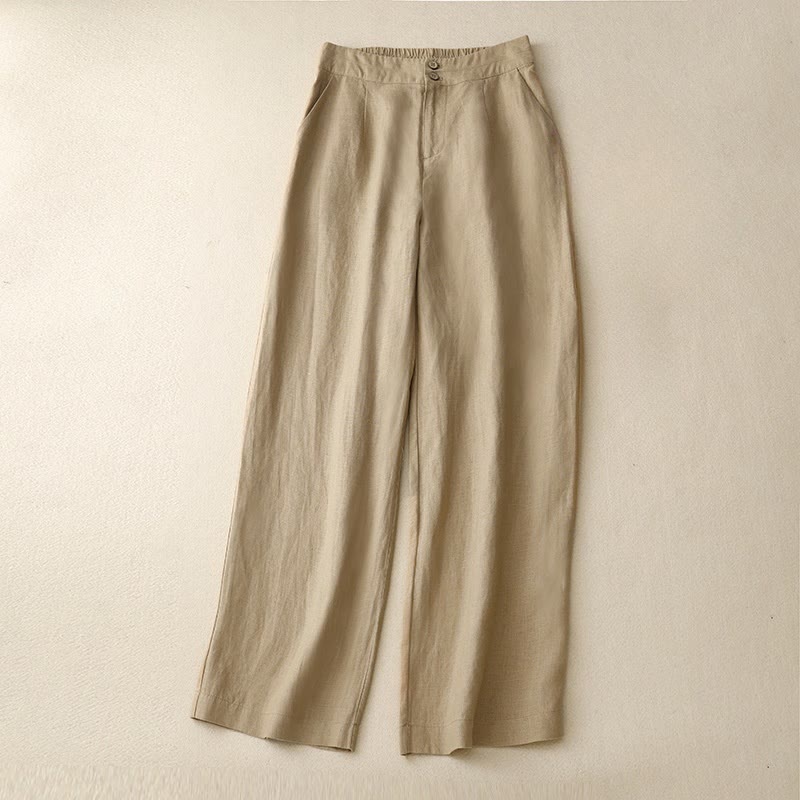 Summer Casual Simple Zipper Design Women's Wide Leg Pants With Pockets